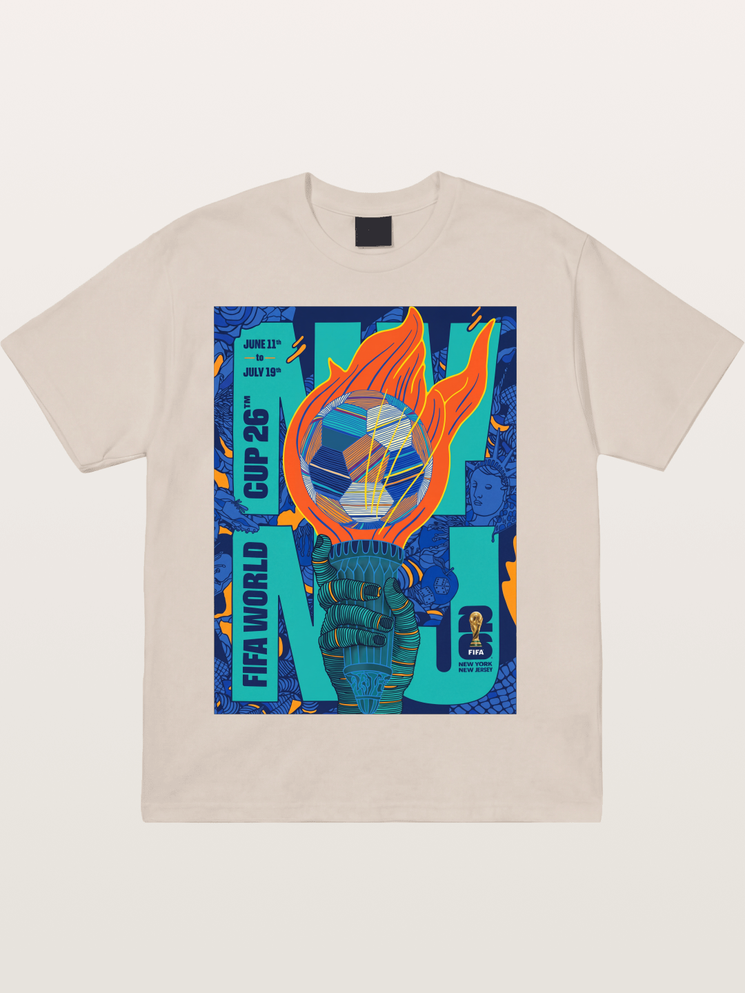 NYNJ WC 2026 Liberty Torch Soccer Cotton T-shirt