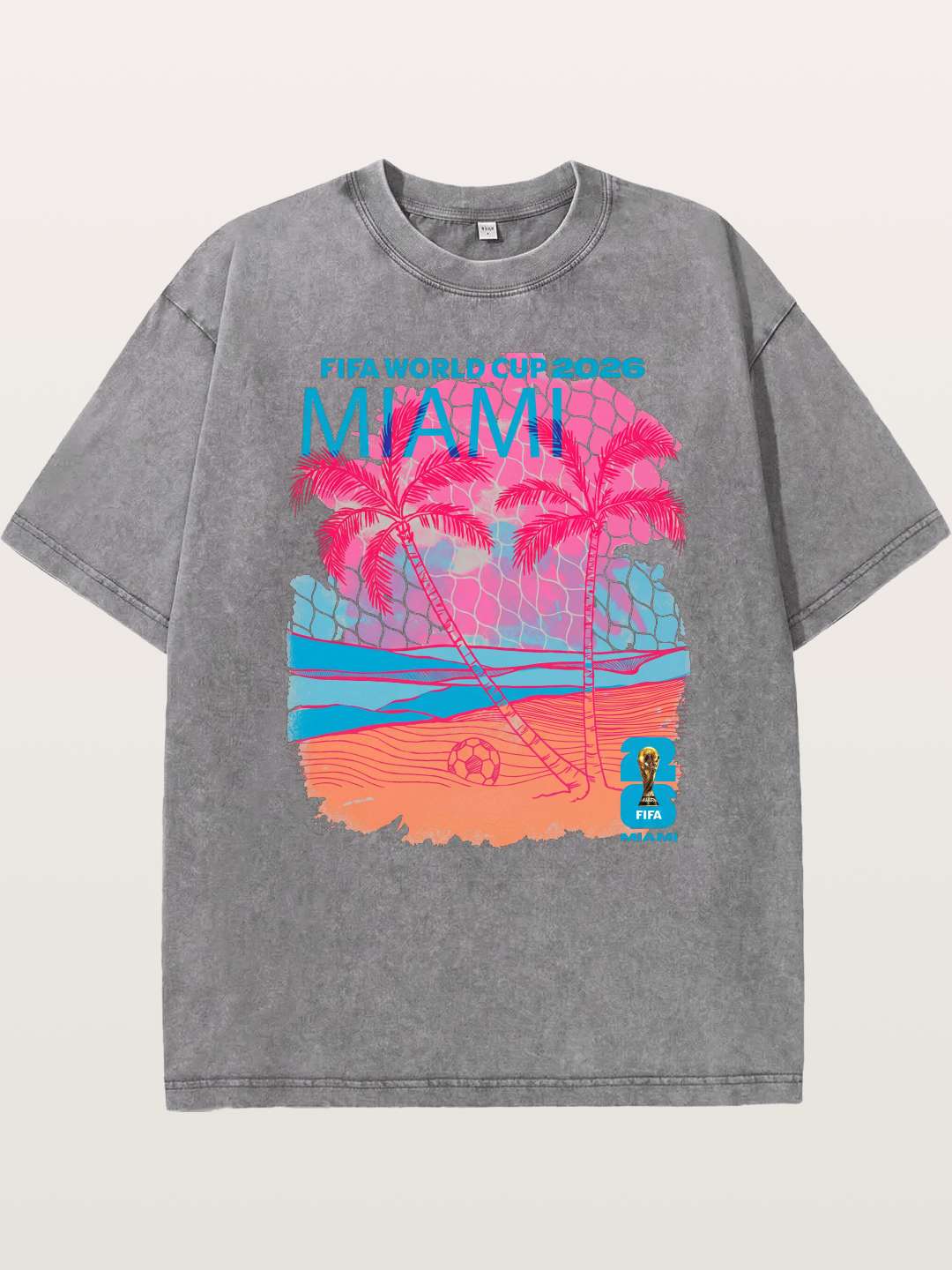 Miami WC 2026 Tropical Sunset Beach Washed T-shirt