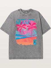 Miami WC 2026 Tropical Sunset Beach Washed T-shirt