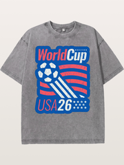 American Flag Soccer Ball WC 2026 Washed T-shirt