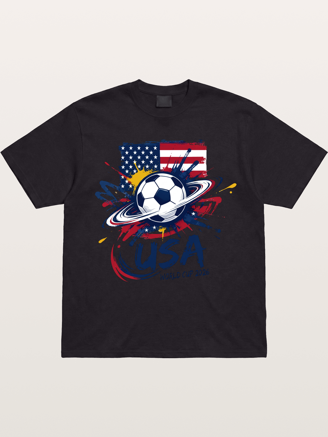 American Flag Splatter Soccer 2026 Gildan T-shirt