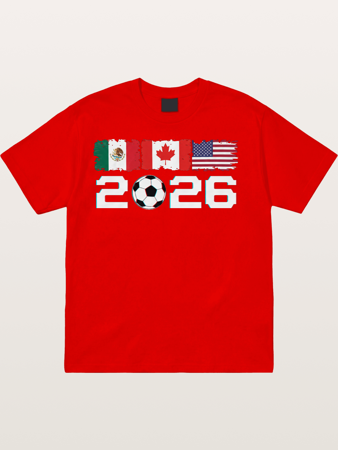 2026 WC USA Mexico Canada Flags Cotton T-shirt