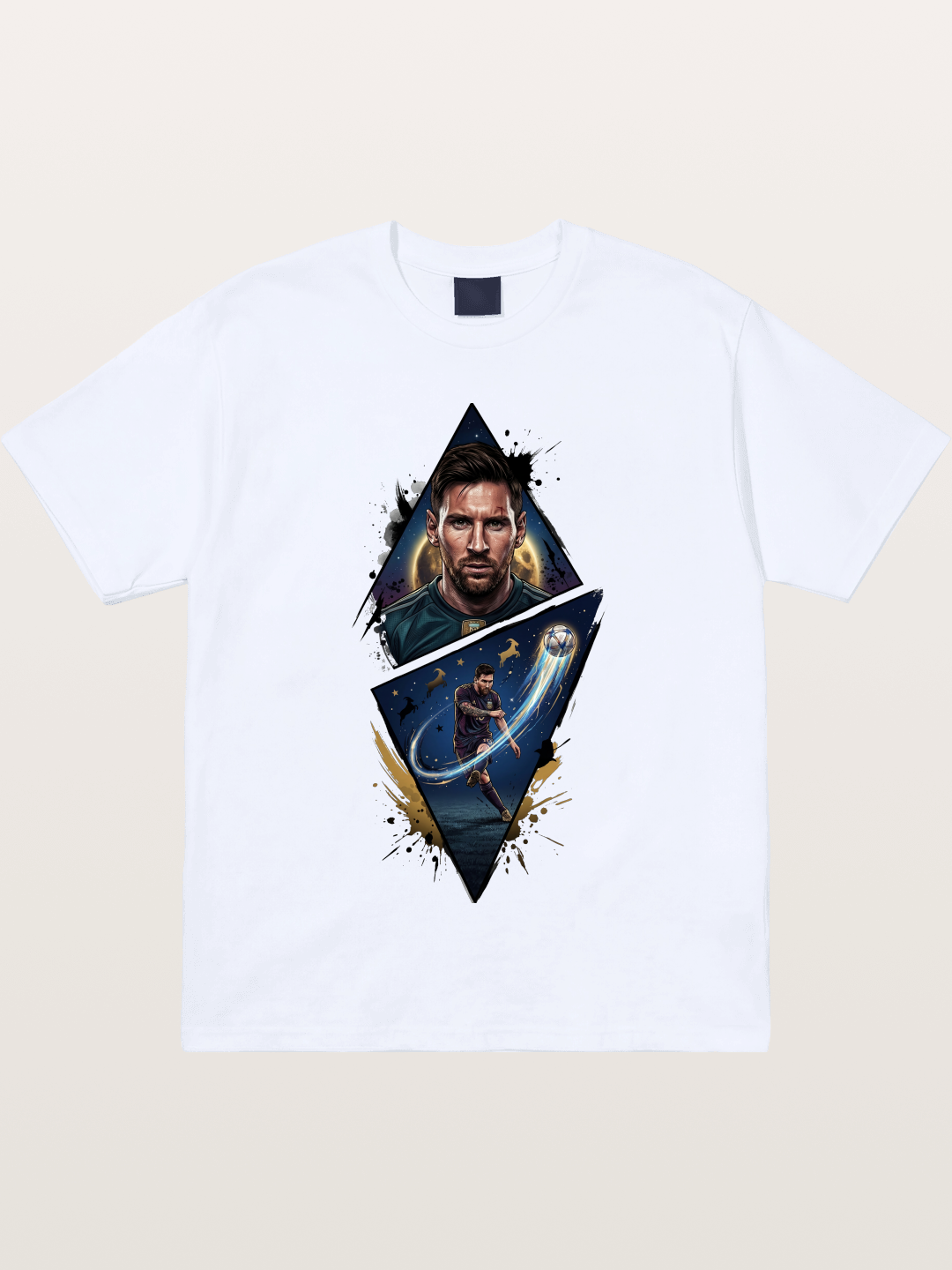 Lionel Messi Split Portrait Art Gildan T-shirt