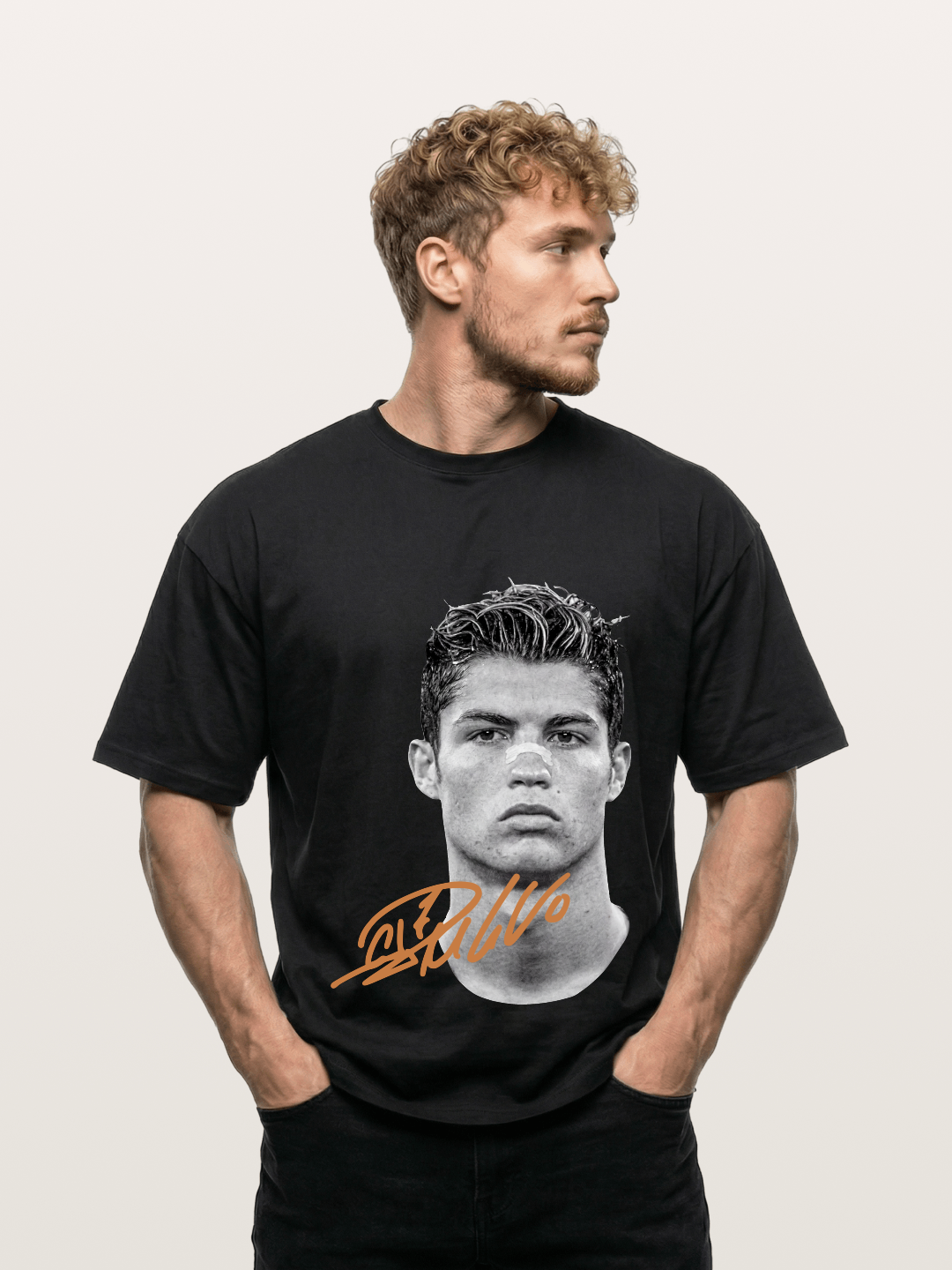 Cristiano Ronaldo Black White Portrait Gildan T-shirt