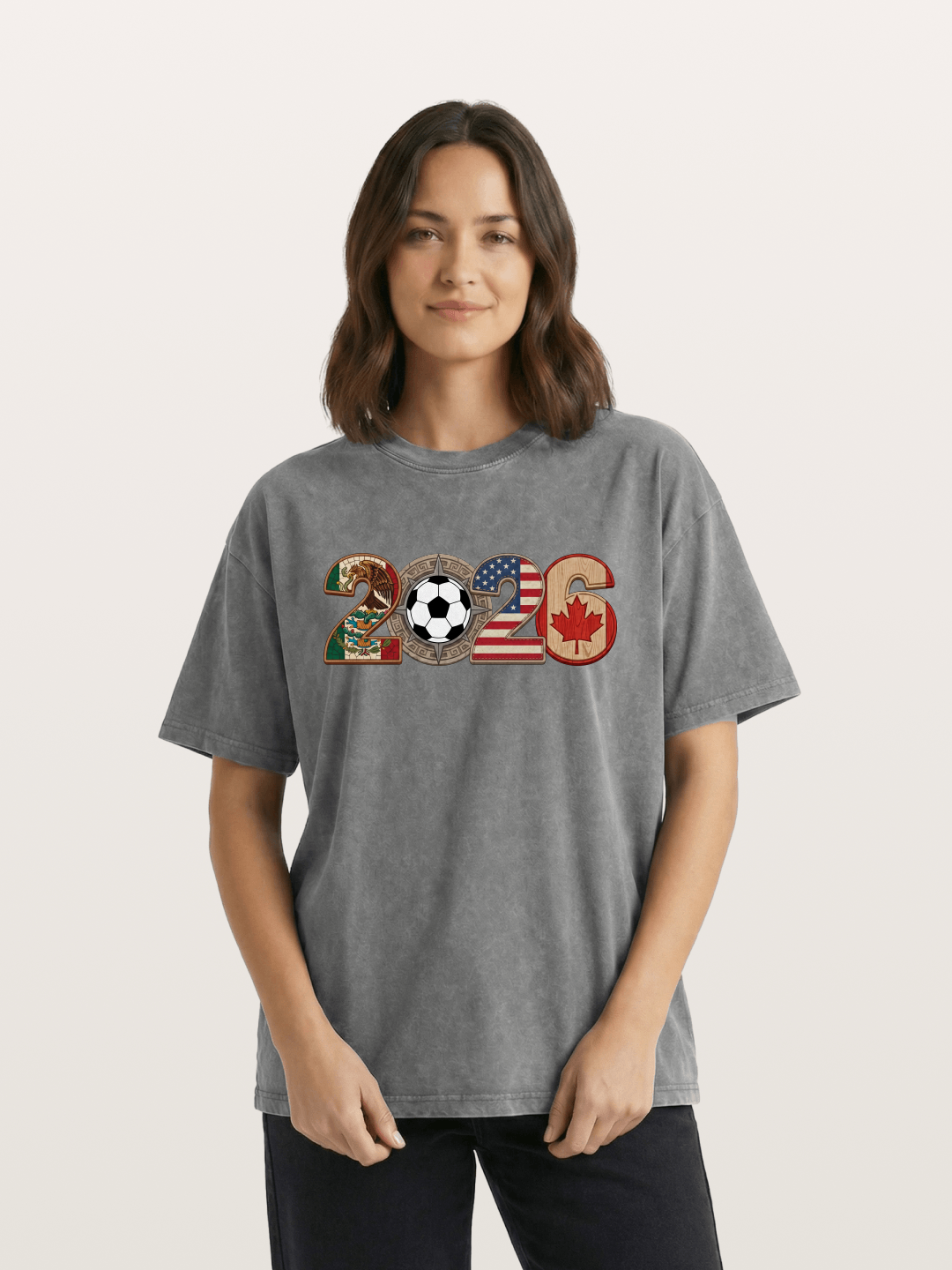 2026 WC Tribal Flag Design Washed T-shirt