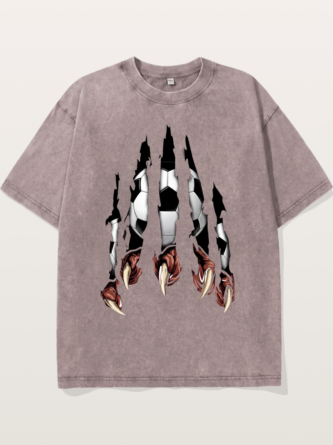 Claw Tear Soccer Reveal Print Washed T-shirt