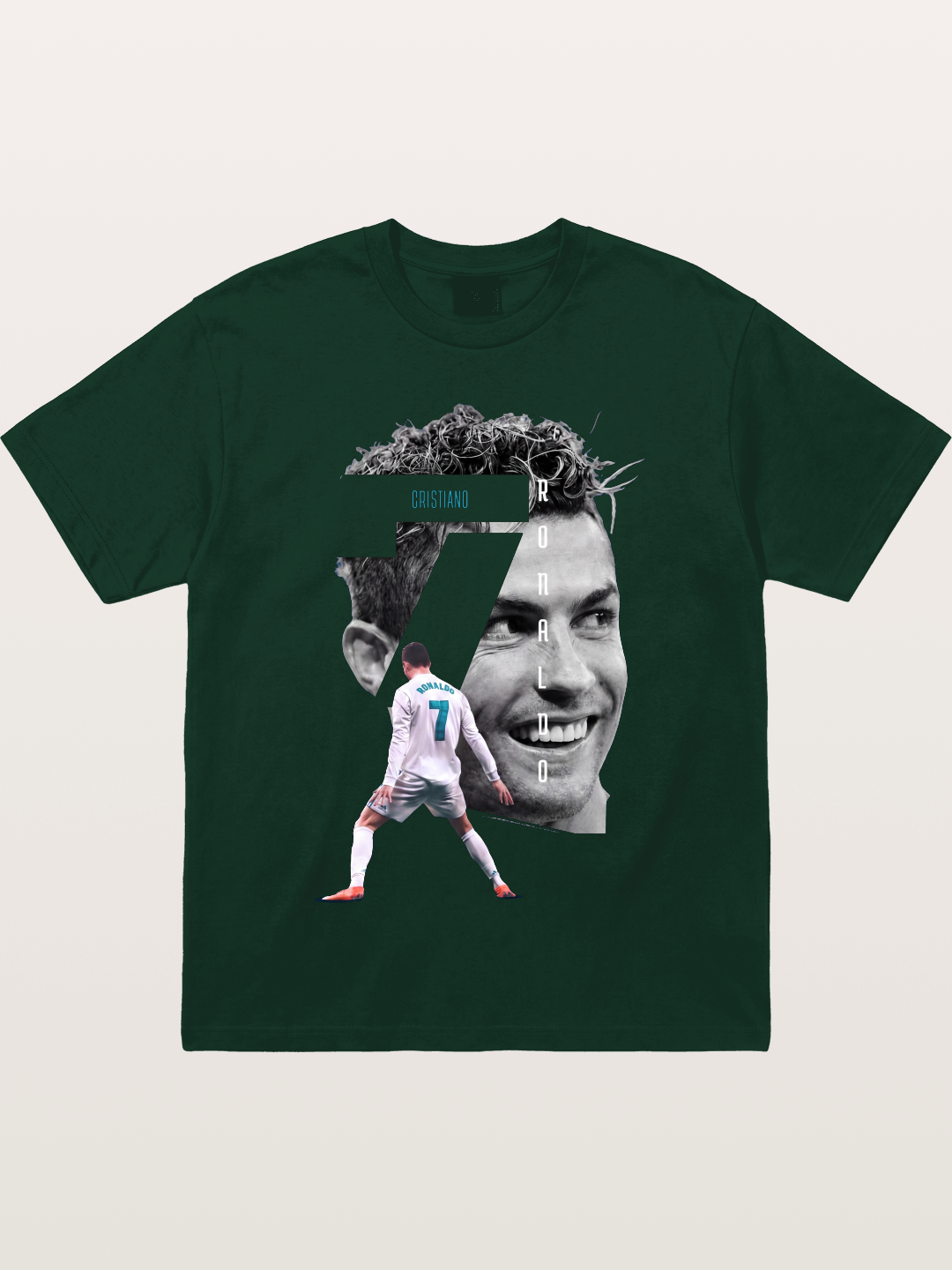 Cristiano Ronaldo 7 Number Montage Gildan T-shirt