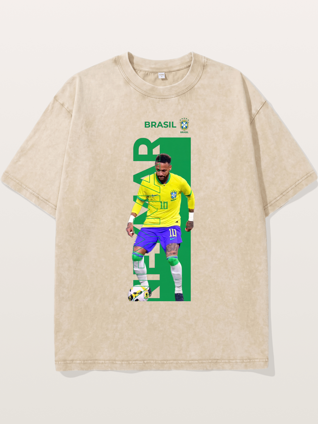 Neymar Brasil Jersey Print Washed T-shirt