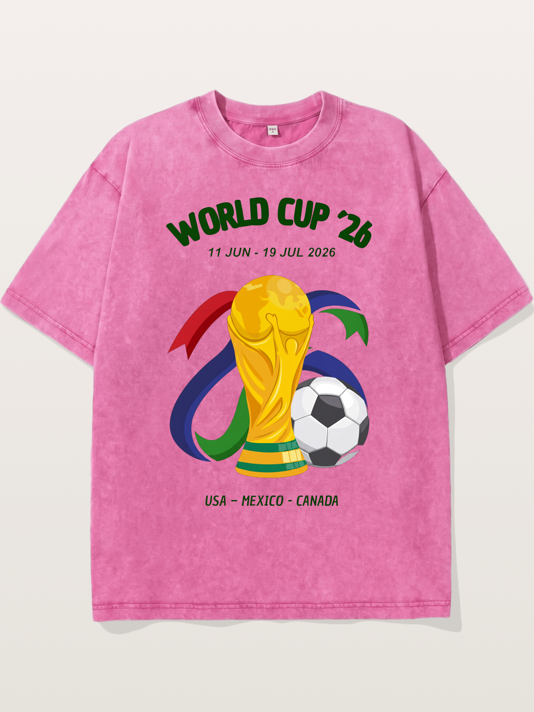 World Cup 26 Trophy and Soccer Ball Washed T-shirt
