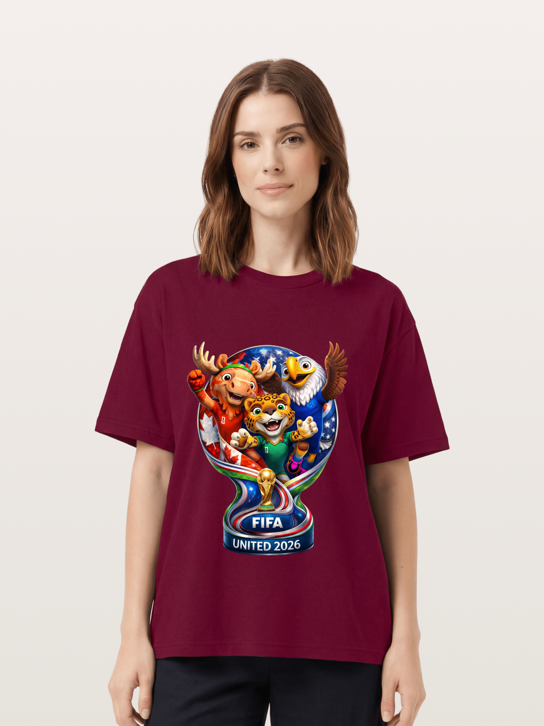 World Cup Mascots Globe Design Gildan T-shirt