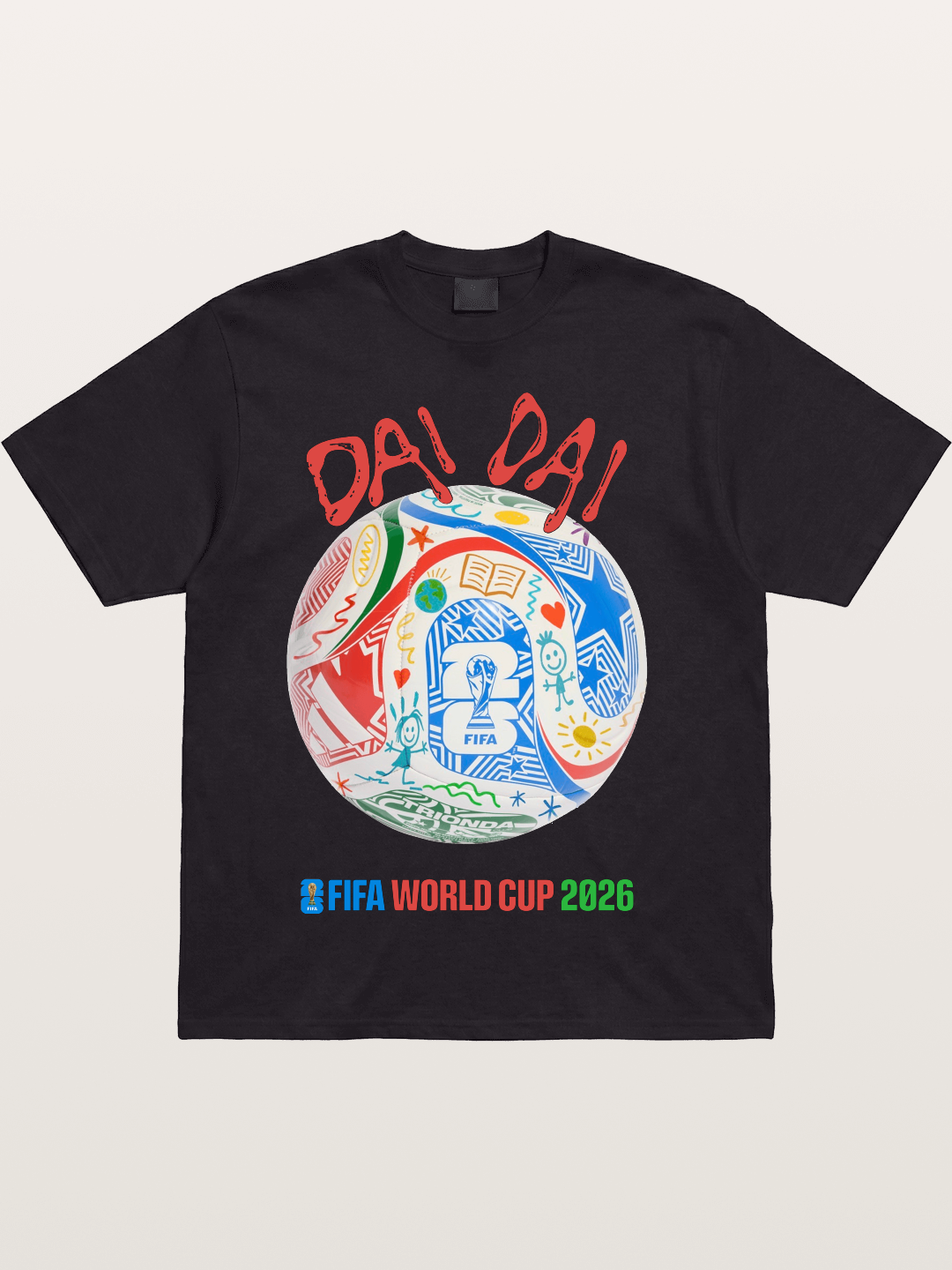 FIFA World Cup 2026 Doodle Soccer Ball Cotton T-shirt