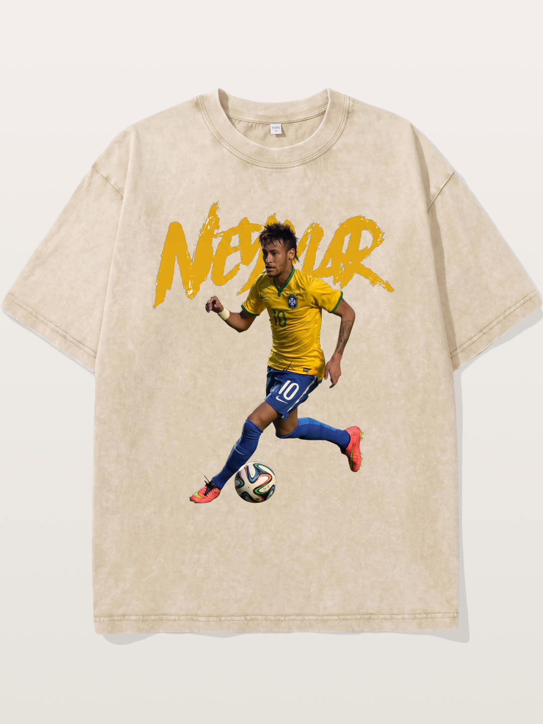 Neymar Brazil Brushstroke Art Washed T-shirt