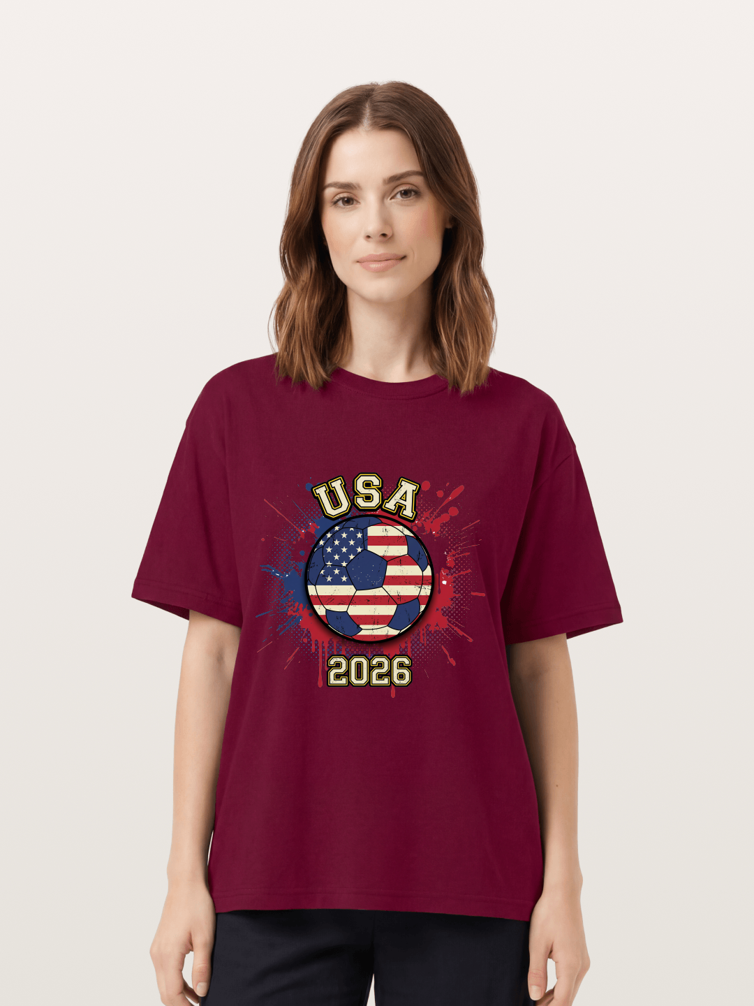 USA 2026 Soccer Ball Print Gildan T-shirt