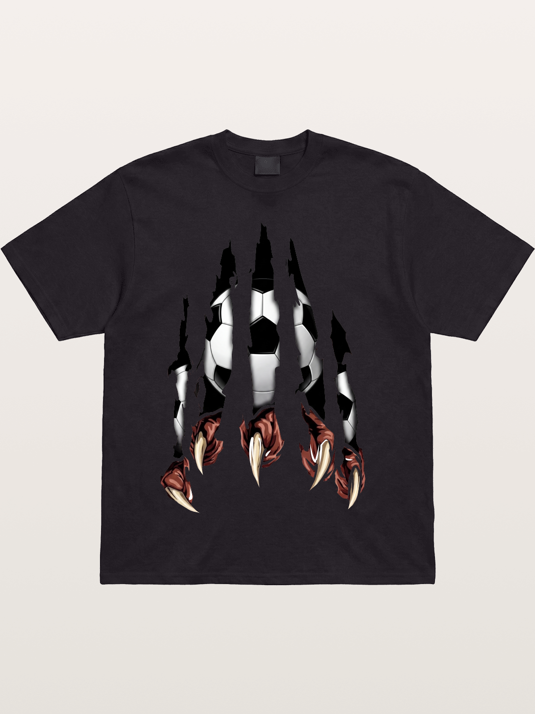 Claw Tear Soccer Reveal Print Cotton T-shirt
