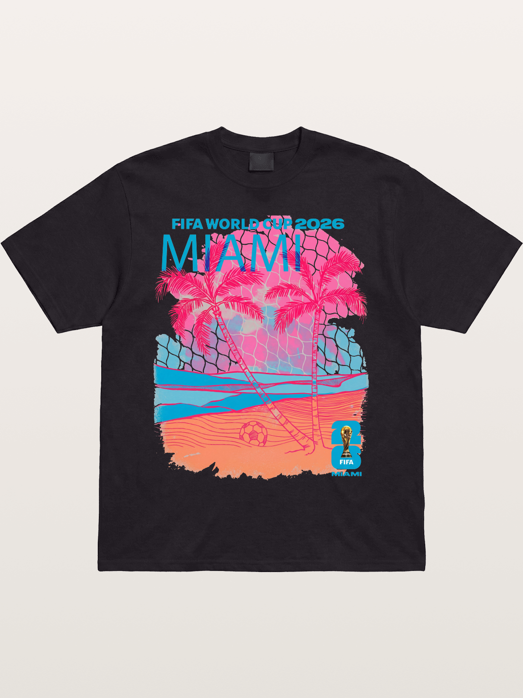 Miami WC 2026 Tropical Sunset Beach Cotton T-shirt