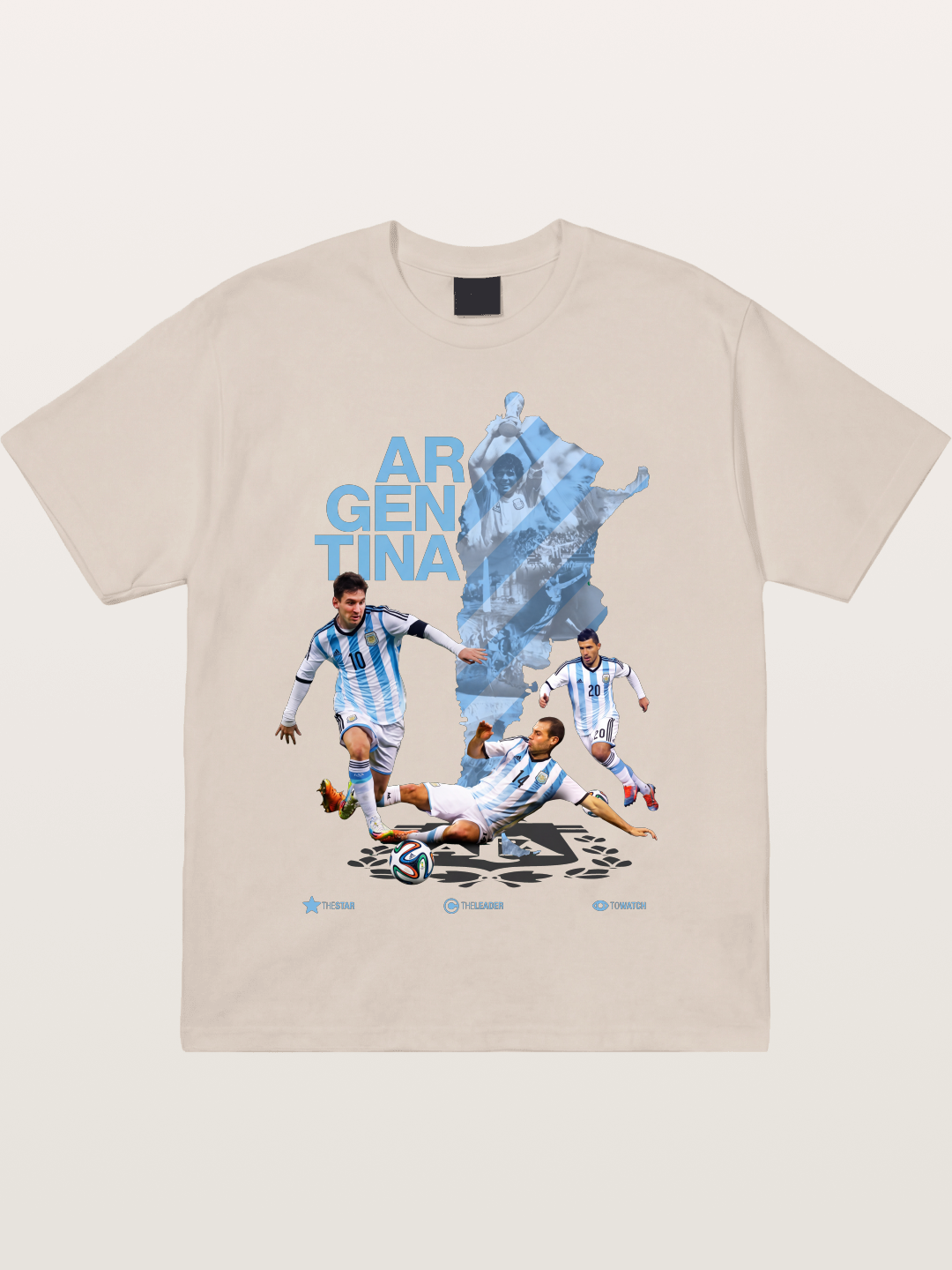 Argentina Soccer Legends Map Layout Cotton T-shirt