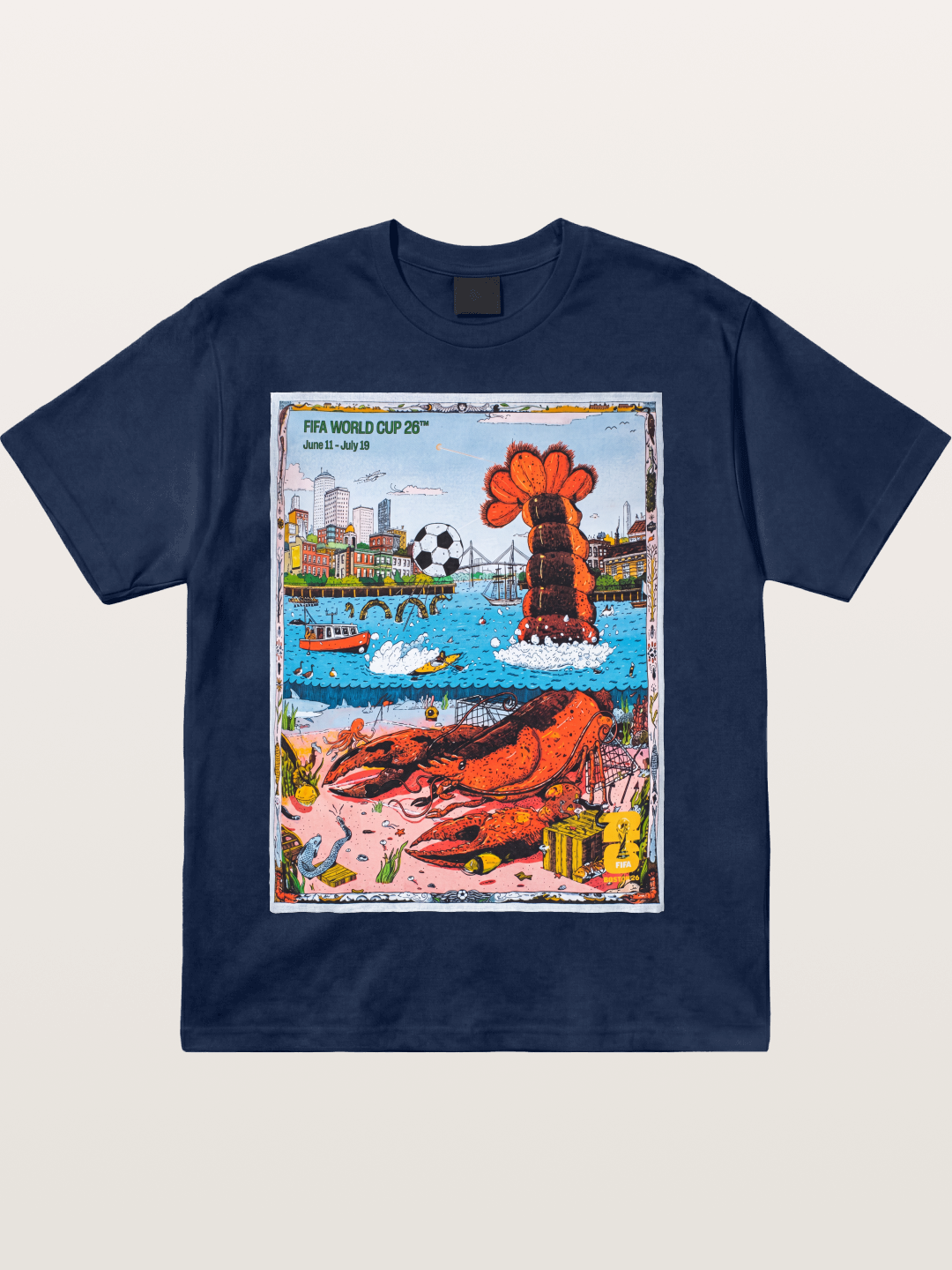 FIFA 2026 Coastal City Lobster Design Cotton T-shirt