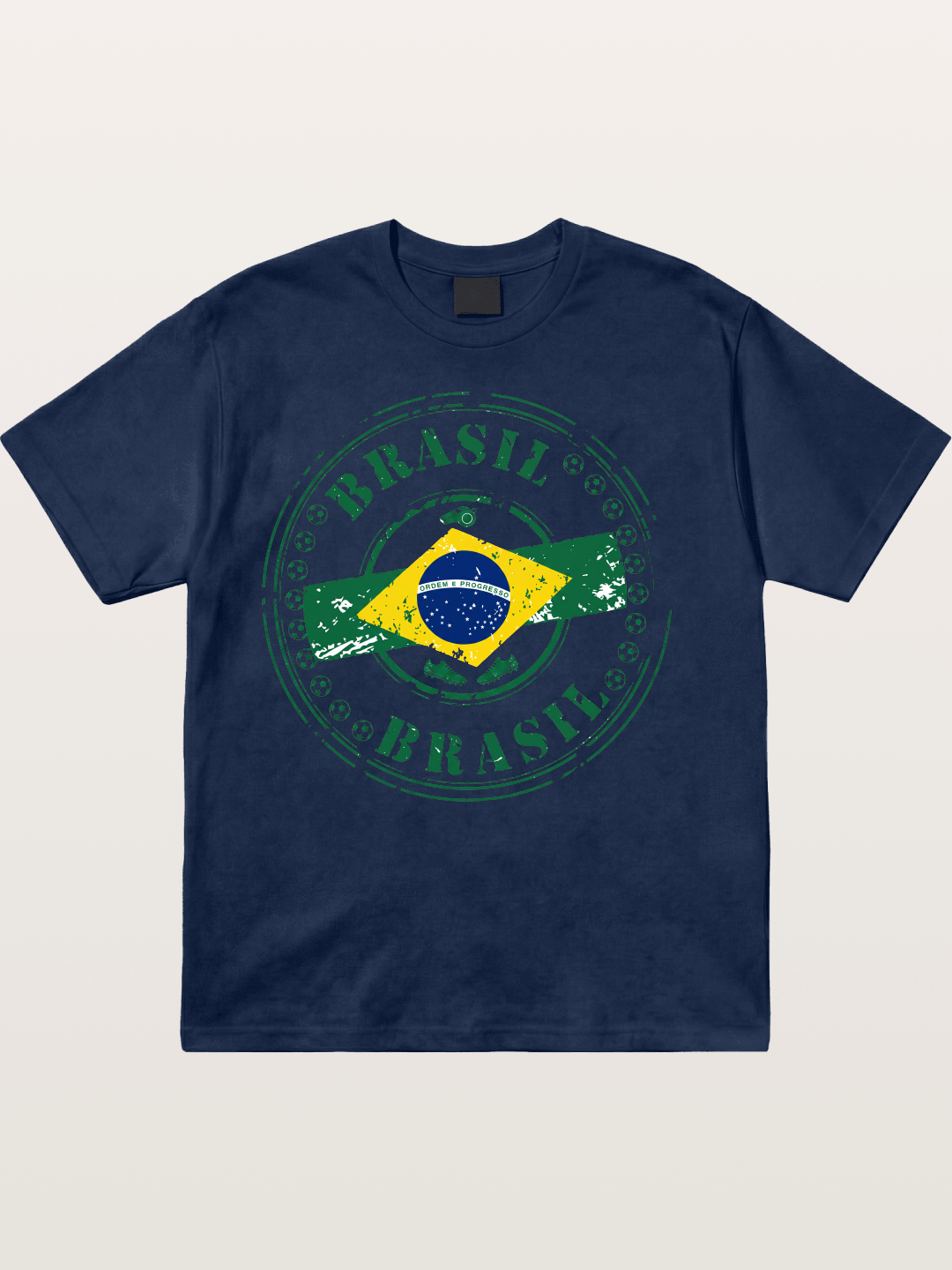 Brazil Flag Stamp Soccer Print Cotton T-shirt