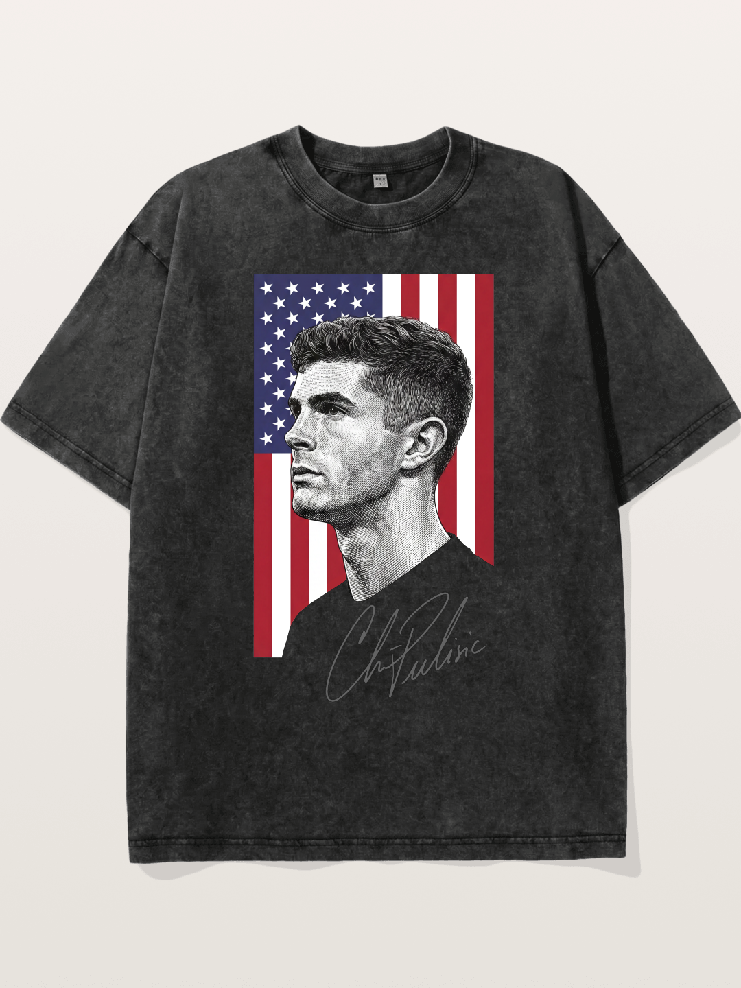 Christian Pulisic US Flag Backdrop Washed T-shirt