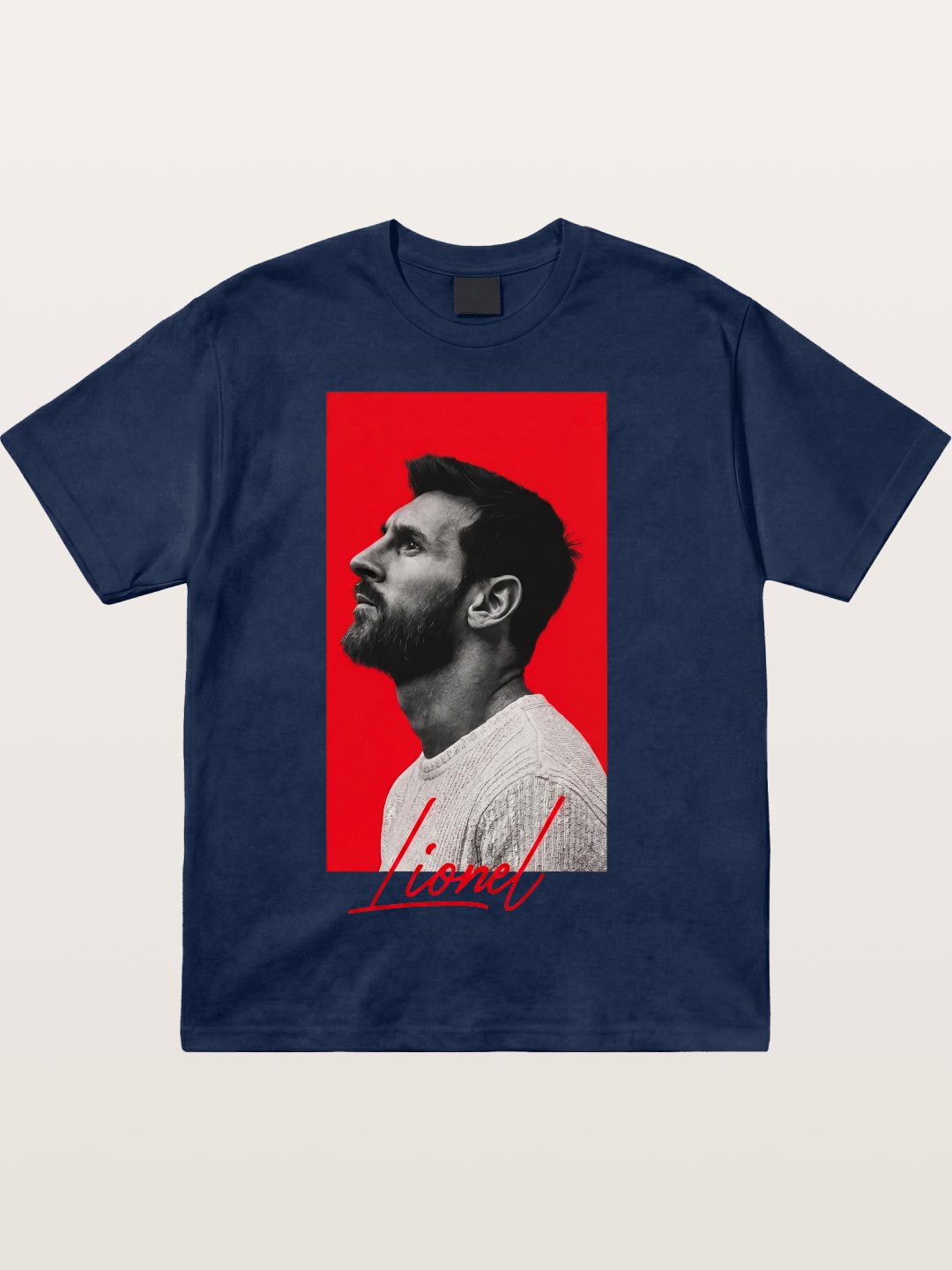 Messi Red Background Portrait Cotton T-shirt