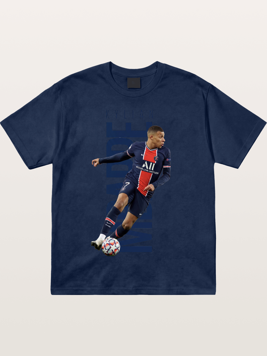 Mbappe PSG Vertical Typography Cotton T-shirt