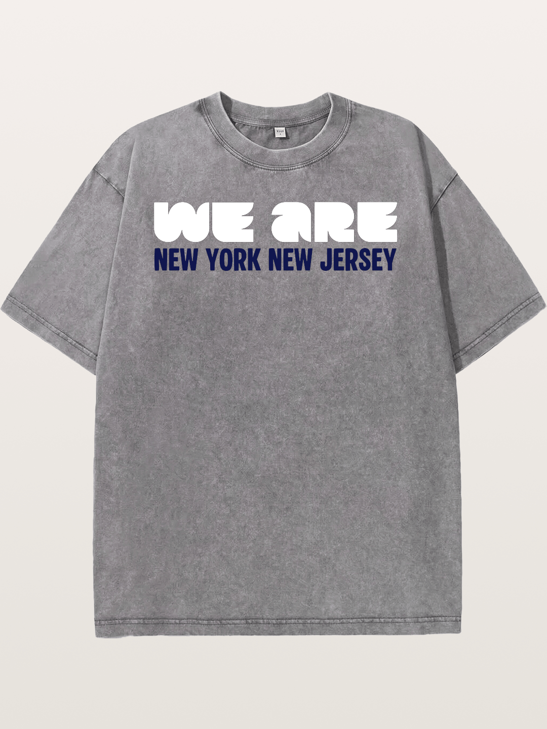 New York New Jersey Navy Typo Washed T-shirt