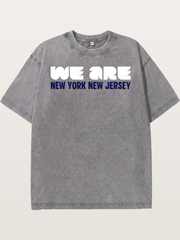 New York New Jersey Navy Typo Washed T-shirt