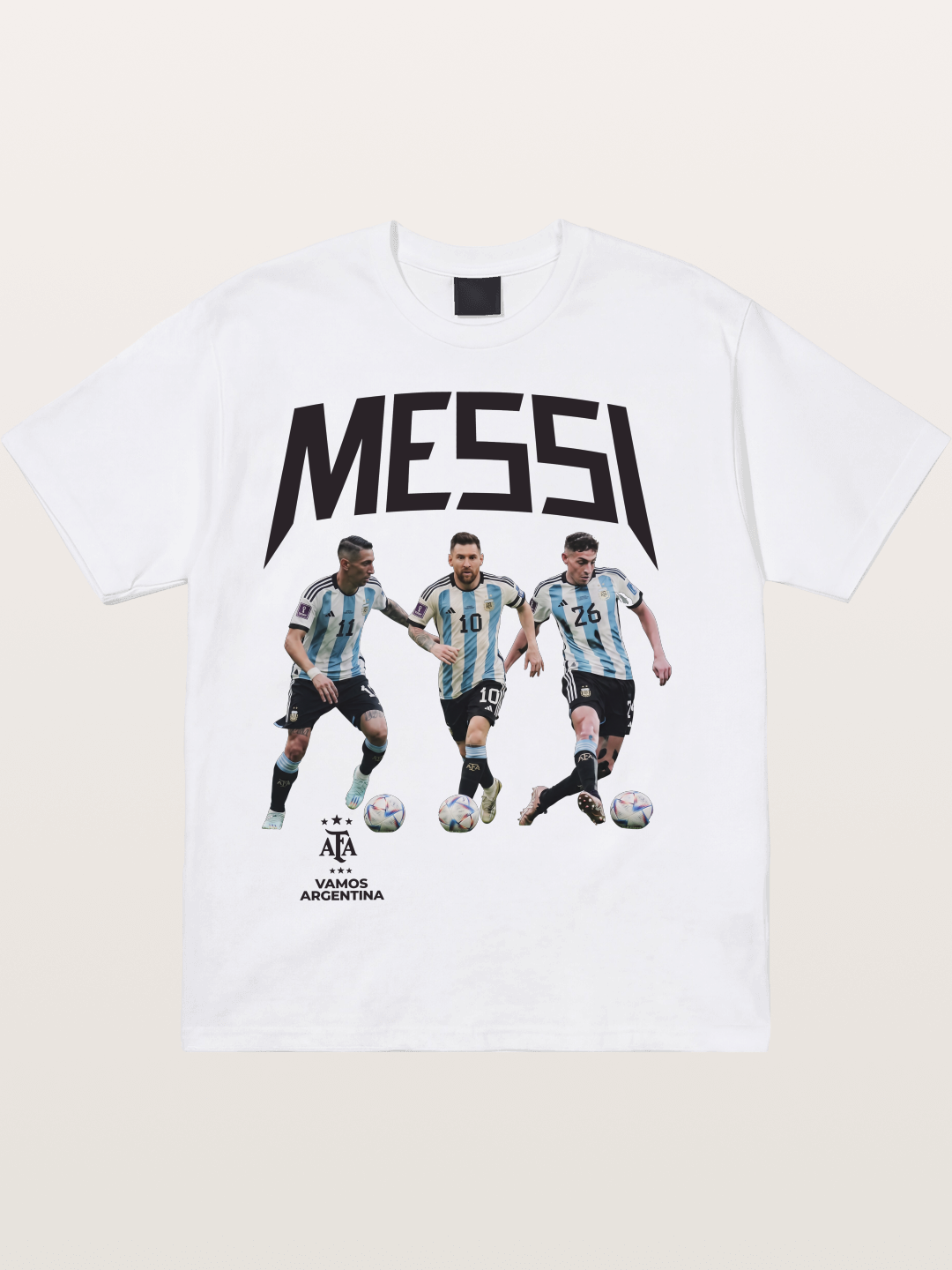 Messi Argentina Trio Soccer Players Cotton T-shirt