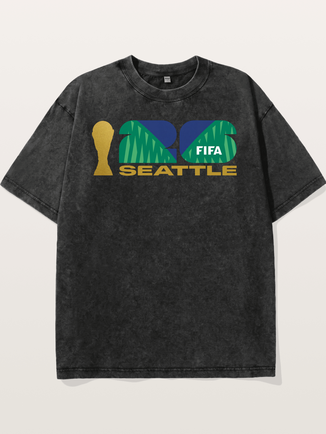 Seattle WC 2026 Gold Green Logo Washed T-shirt
