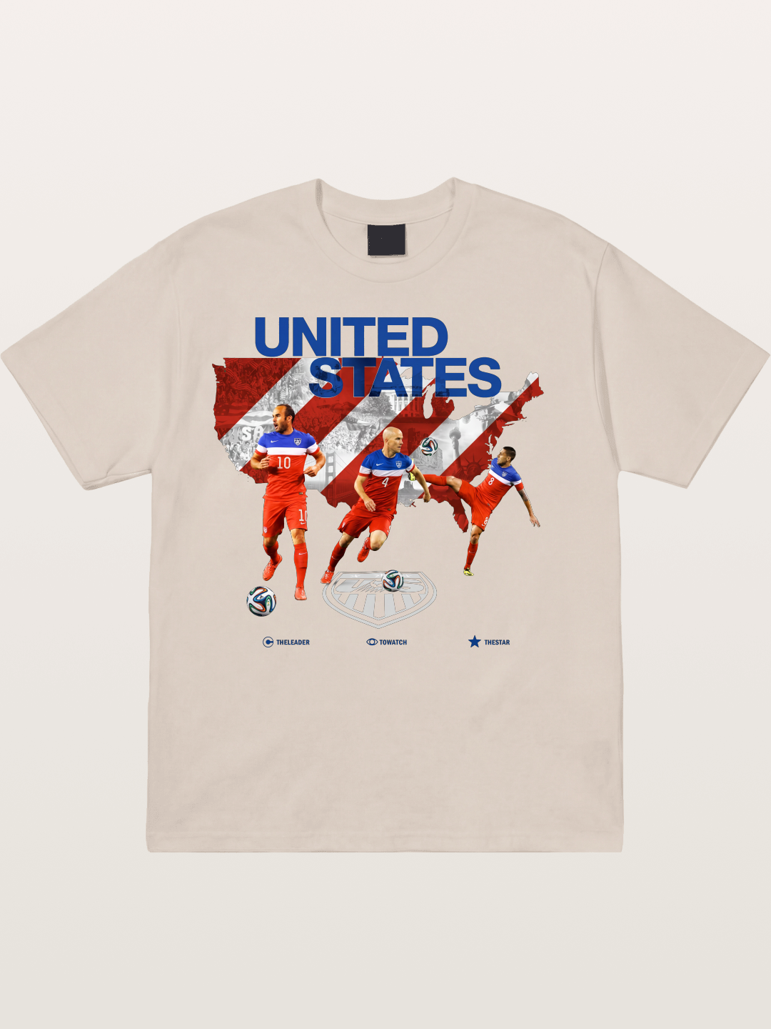 USA Soccer Stars On Map Outline Cotton T-shirt
