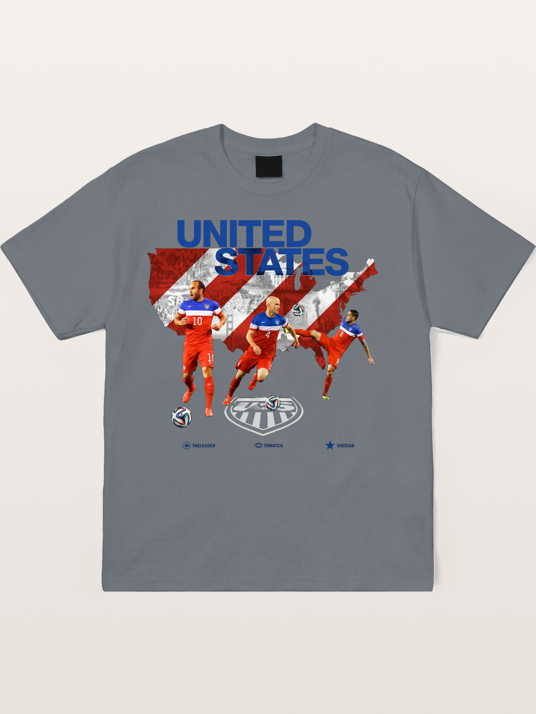 USA Soccer Stars On Map Outline Cotton T-shirt