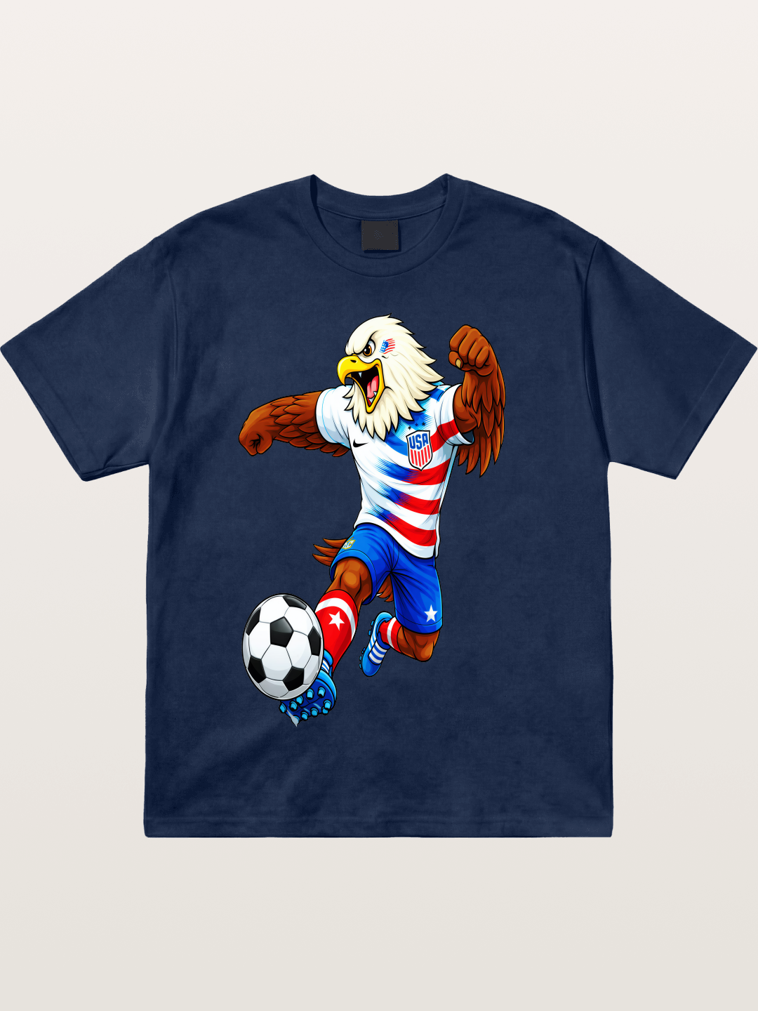 USA Eagle Mascot Soccer Graphic Cotton T-shirt