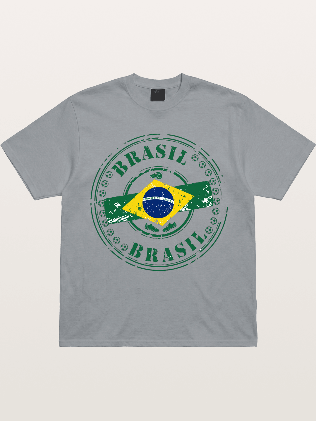 Brazil Flag Stamp Soccer Print Gildan T-shirt