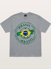 Brazil Flag Stamp Soccer Print Gildan T-shirt