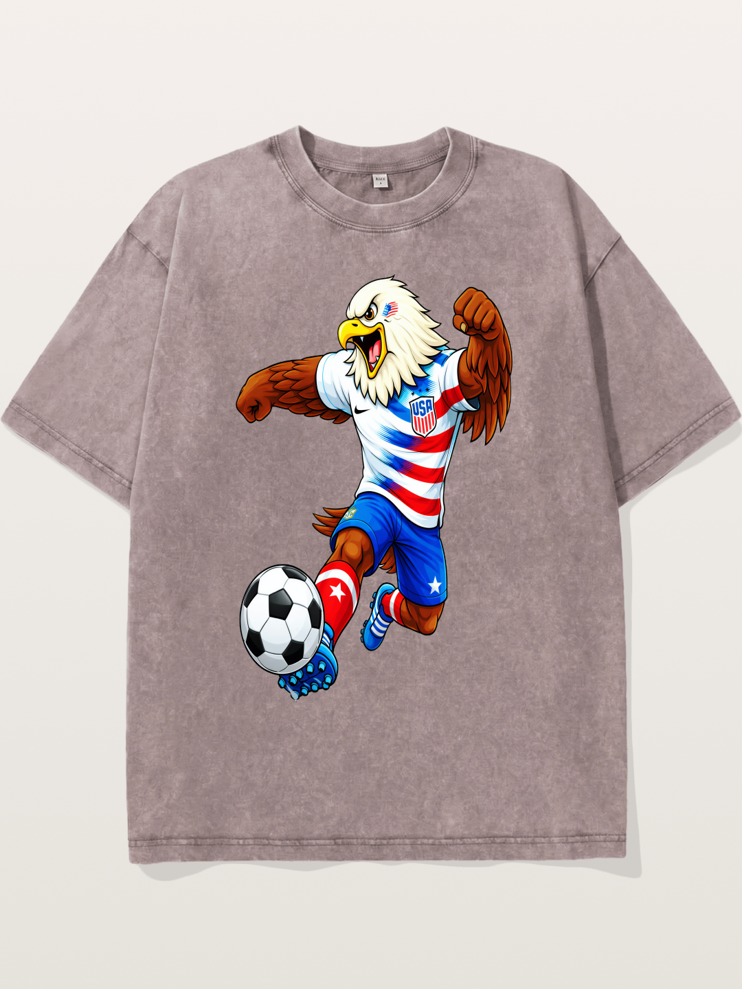 USA Eagle Mascot Soccer Graphic Washed T-shirt