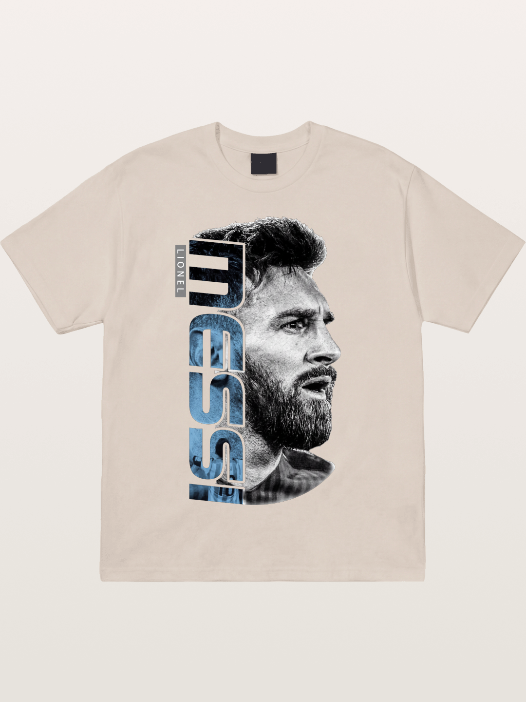 Messi Vertical Typography Art Cotton T-shirt