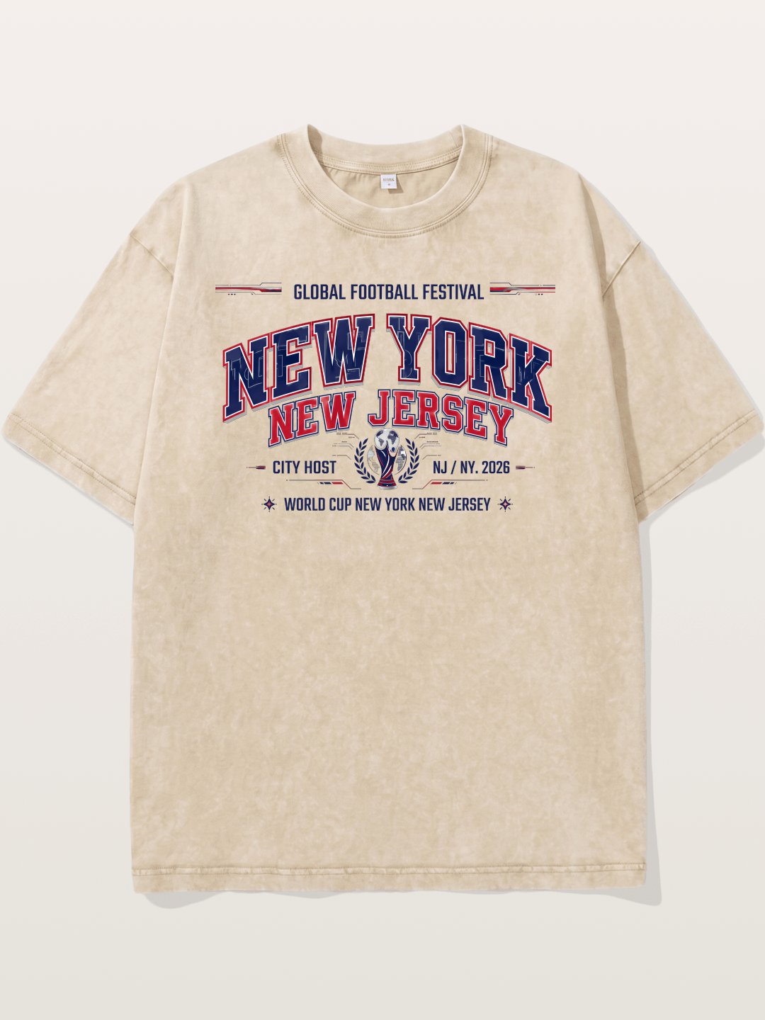 NYC New Jersey 2026 WC Badge Washed T-shirt
