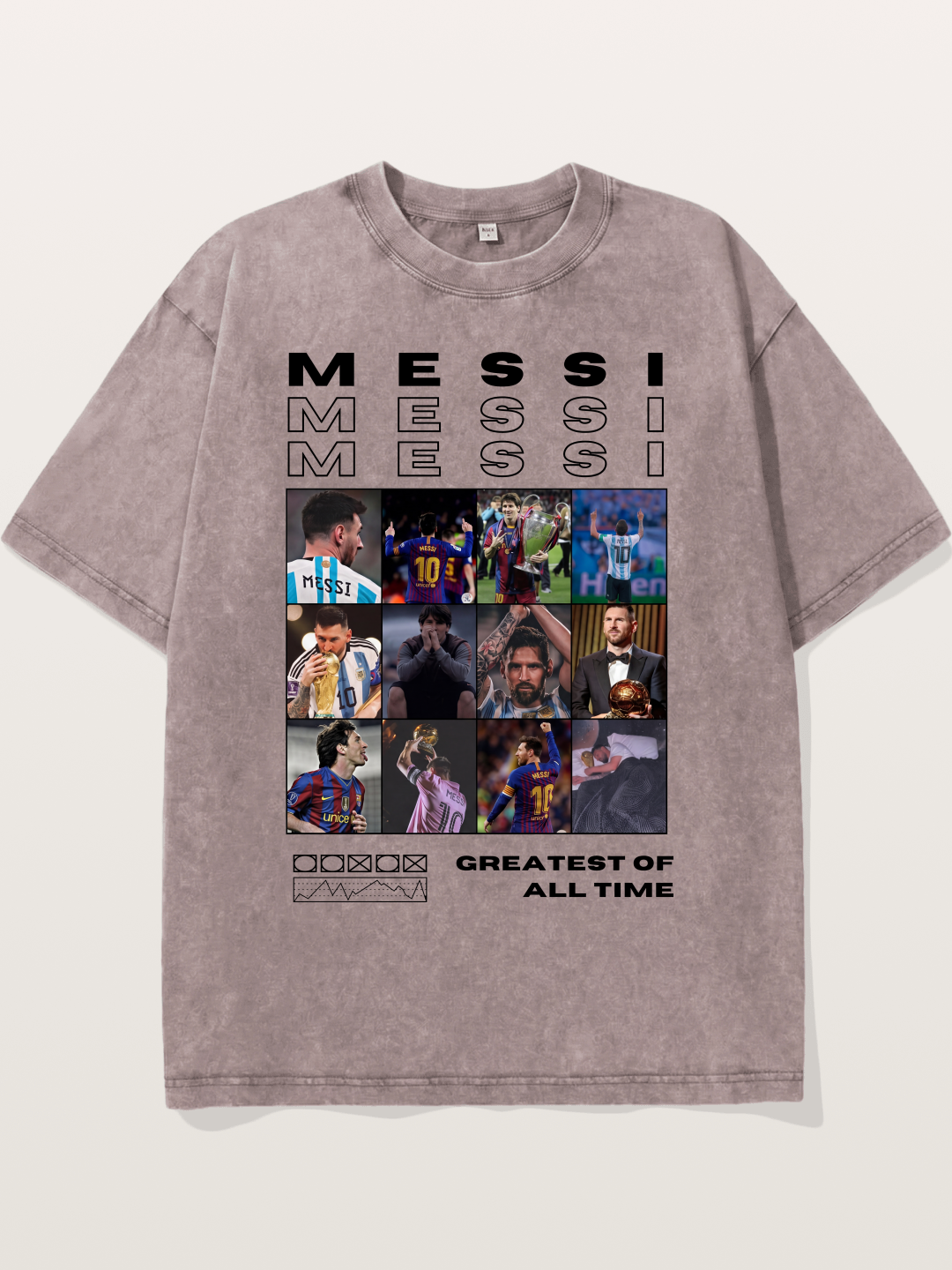 Messi Greatest of All Time Montage Washed T-shirt