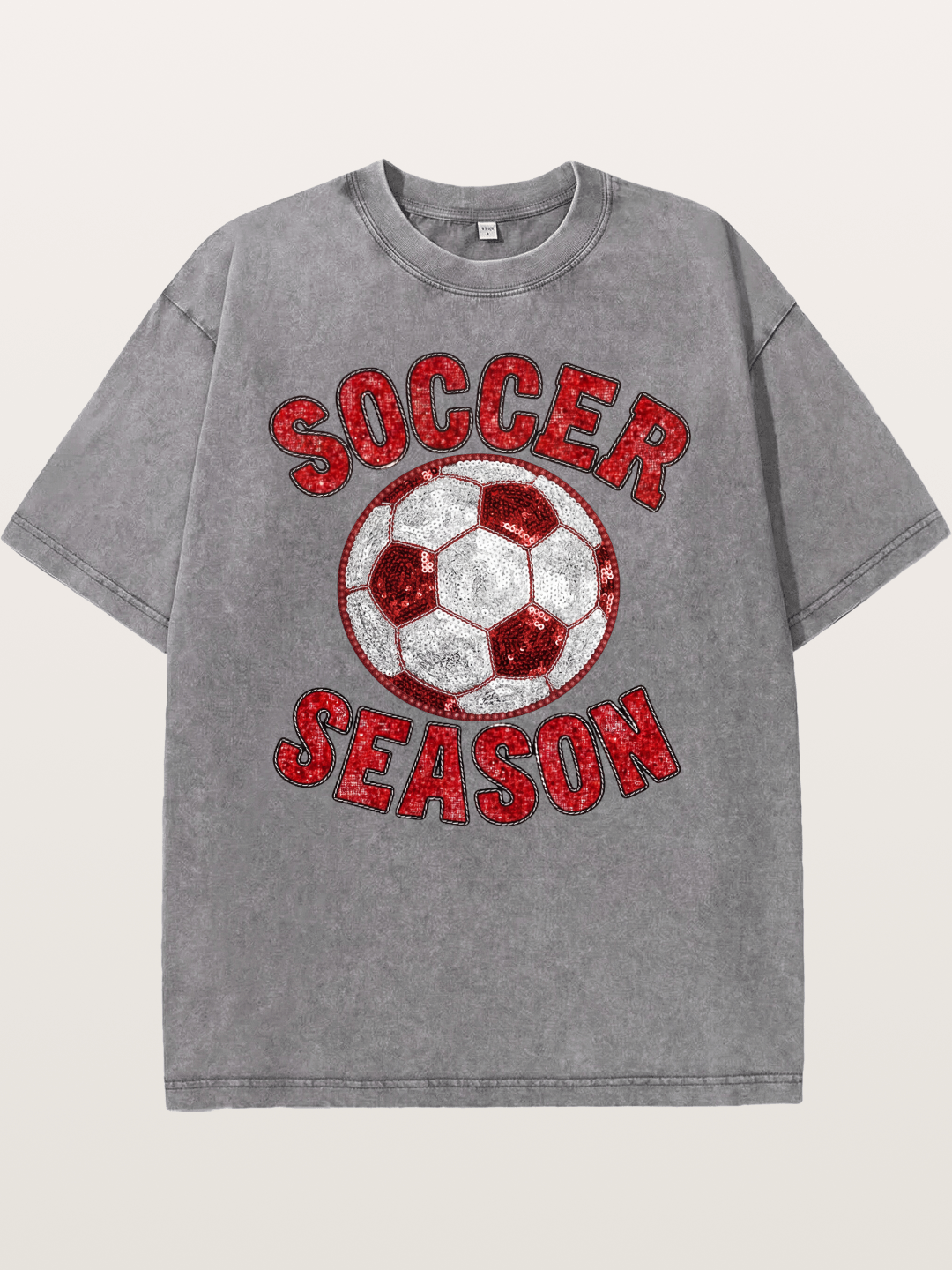 Glitter Soccer Season Badge Washed T-shirt