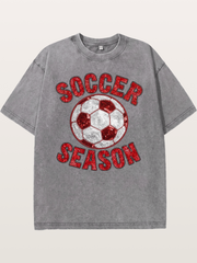 Glitter Soccer Season Badge Washed T-shirt