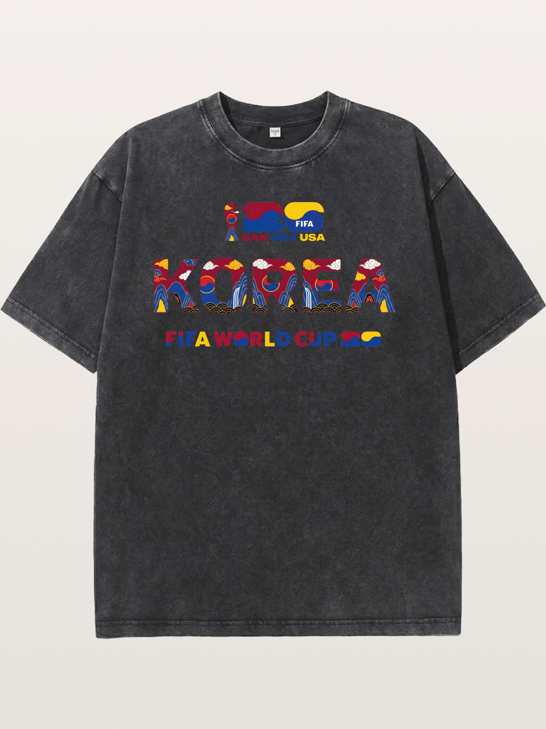 Korea 2026 Folk Ornament Design Washed T-shirt