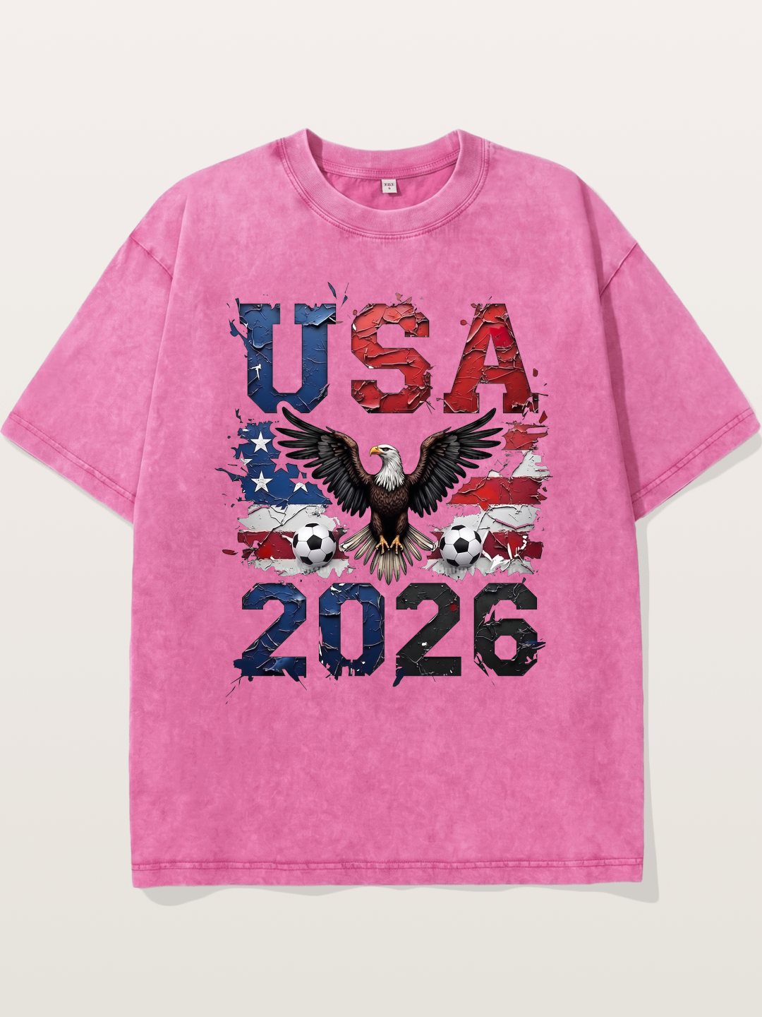 USA 2026 Bald Eagle Soccer Design Washed T-shirt