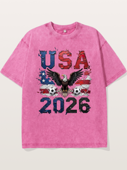 USA 2026 Bald Eagle Soccer Design Washed T-shirt