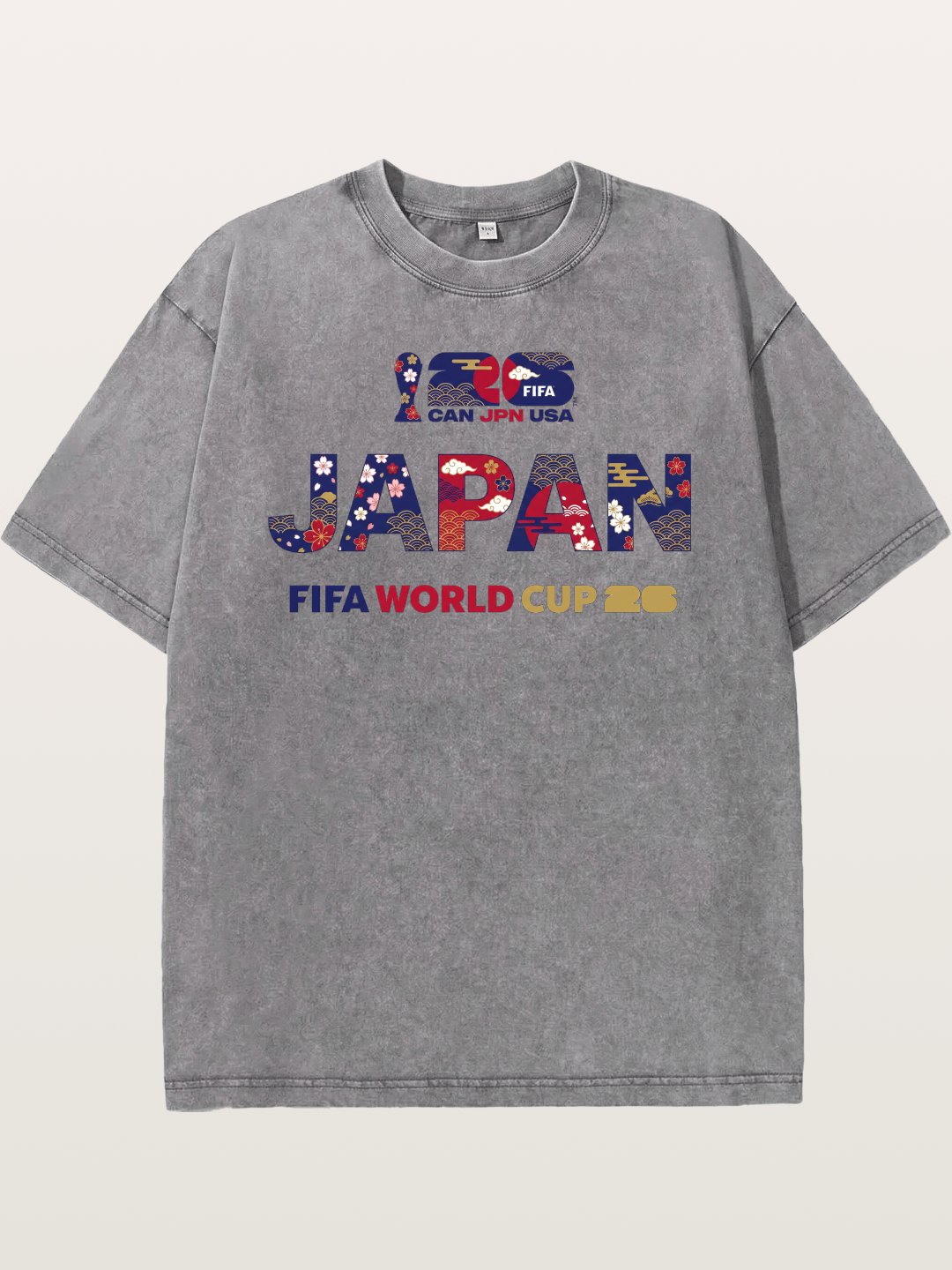 2026 World Cup Japan Sakura Typo Washed T-shirt
