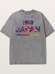 2026 World Cup Japan Sakura Typo Washed T-shirt