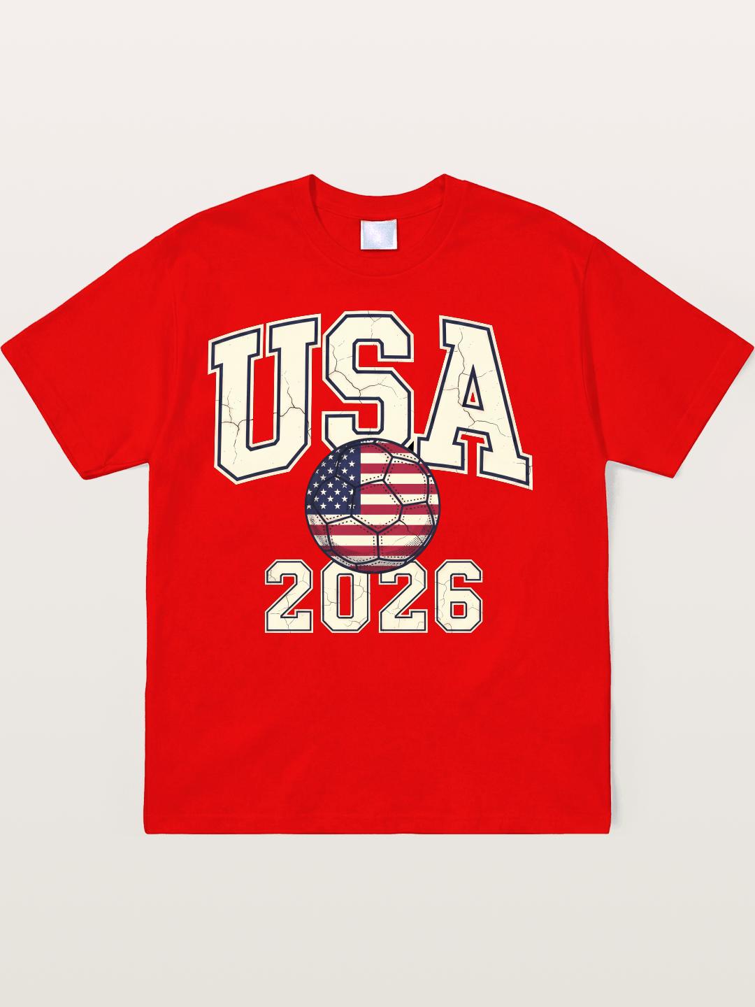 USA 2026 Cracked Letter Soccer Soft-Stay T-shirt