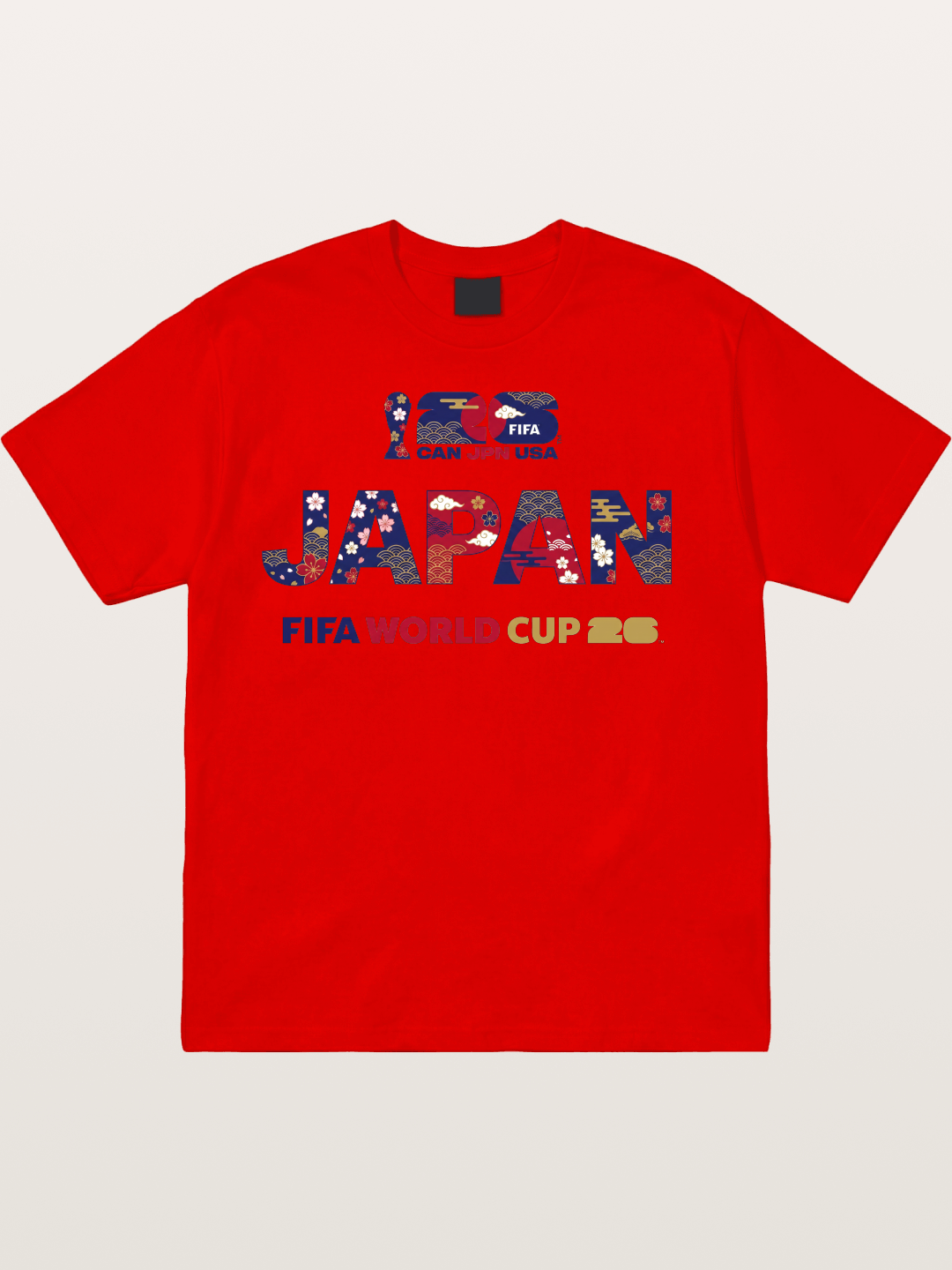 2026 World Cup Japan Sakura Typo Cotton T-shirt