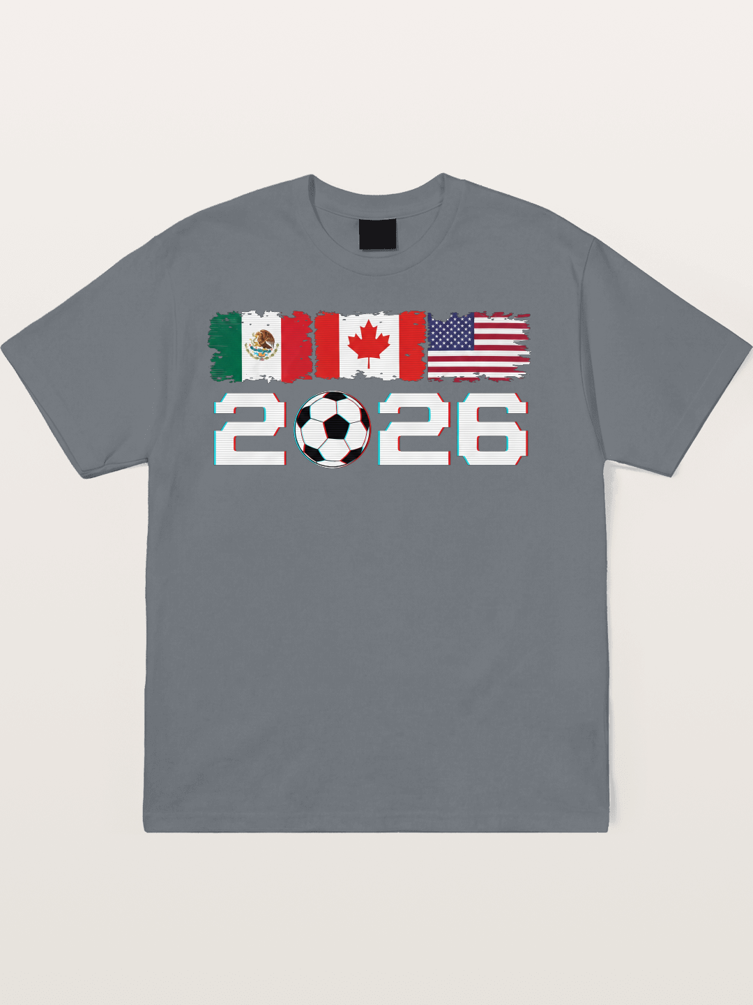 2026 WC USA Mexico Canada Flags Cotton T-shirt