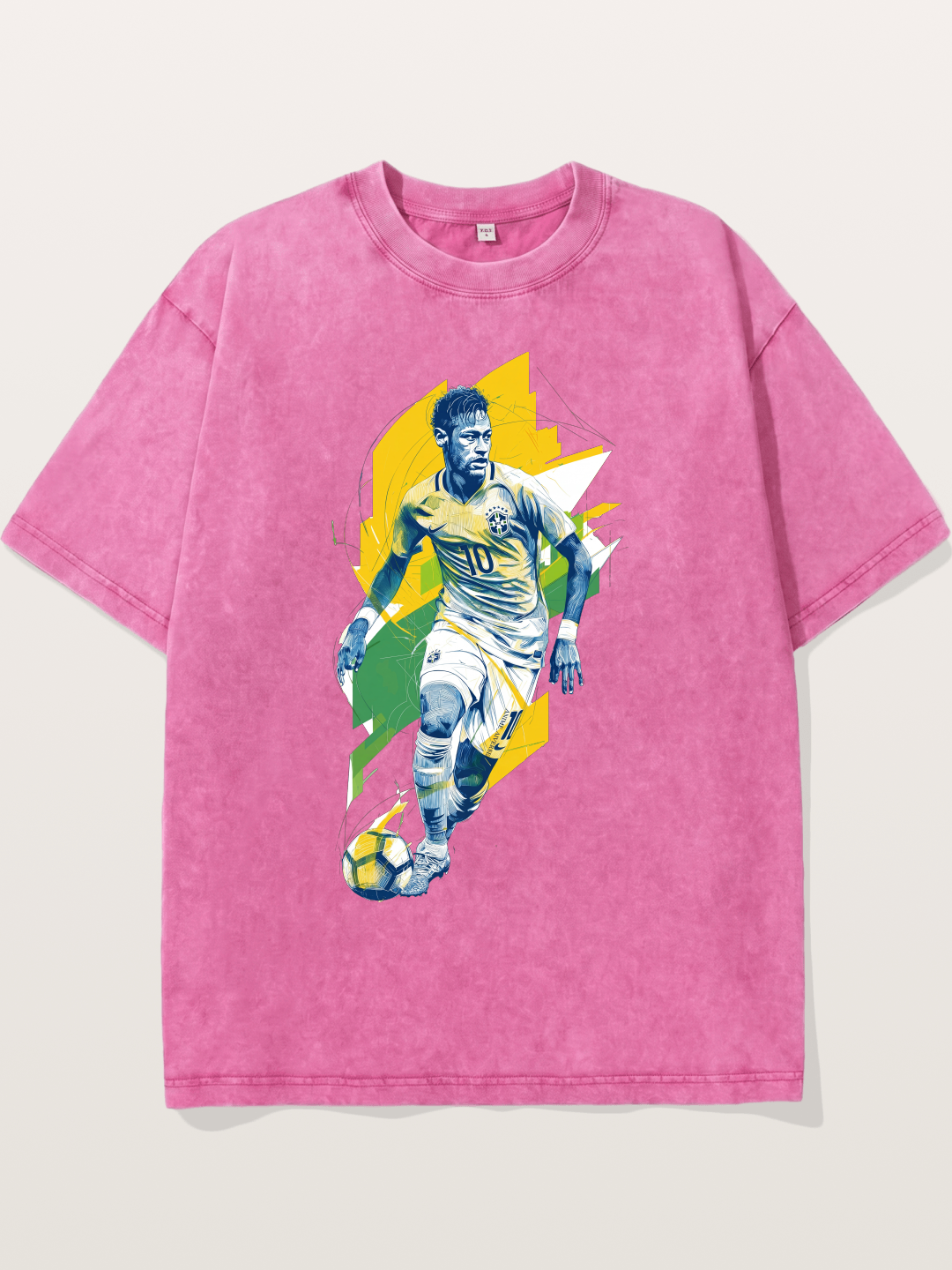 Neymar Brazil Geometric Print Washed T-shirt