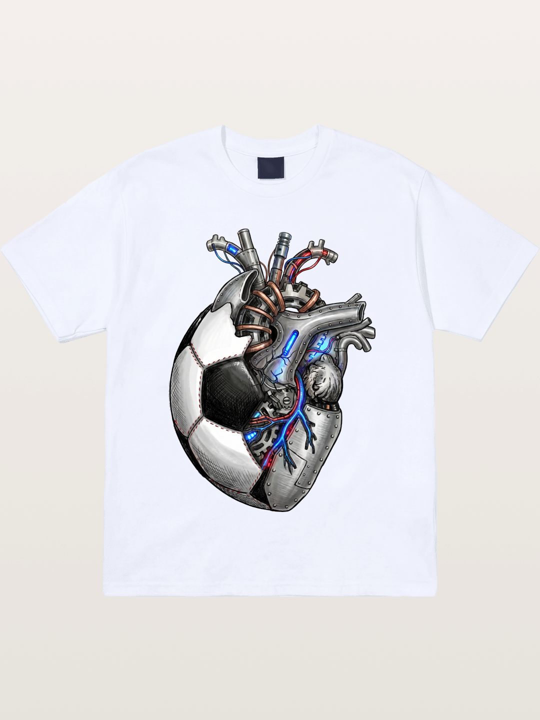 Mechanical Football Heart Print Gildan T-shirt
